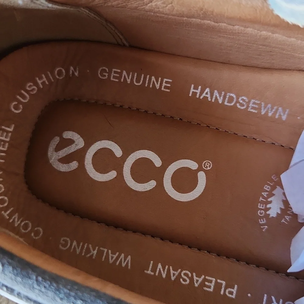 Ecco Blue and White Boat Shoes with Moccasin Design